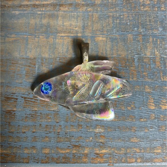 Dichroic Glass Fish Pendant With Metal Bail - Picture 1 of 4